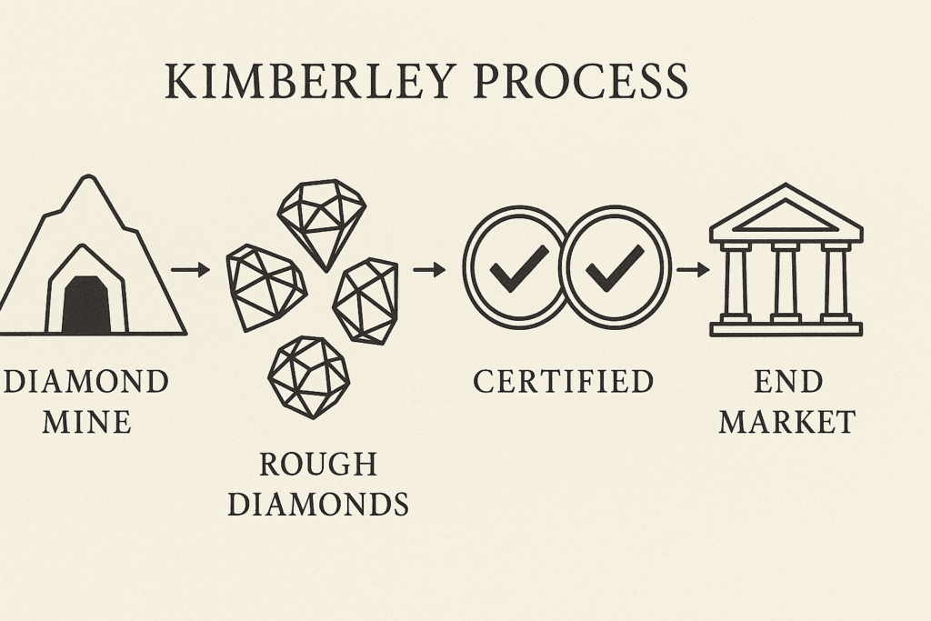 Certified diamond parcel sealed in tamper-evident packaging with Kimberley Process documentation