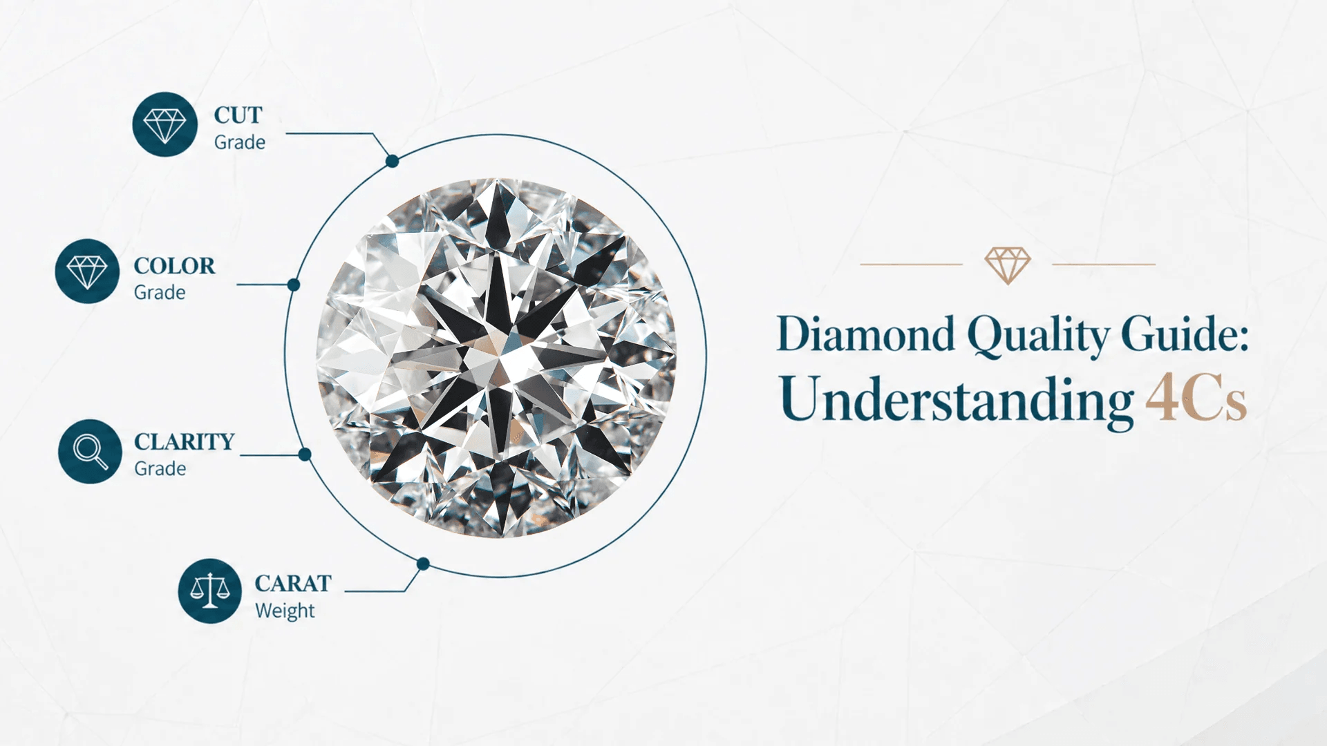 Round brilliant diamond viewed from above showing facet symmetry and fire